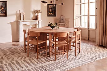 Timber by The Rug Company - image of the rug in the dining room or kitchen